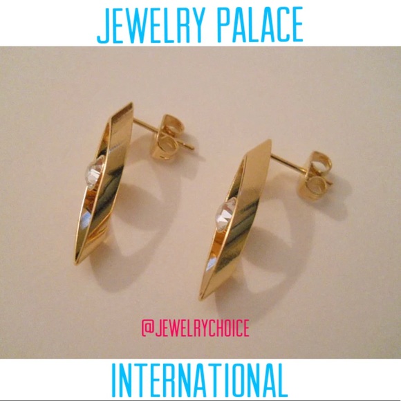 🆕14K Gold Filled Crystal Long Oval Shape Post Earrings - Picture 10 of 12